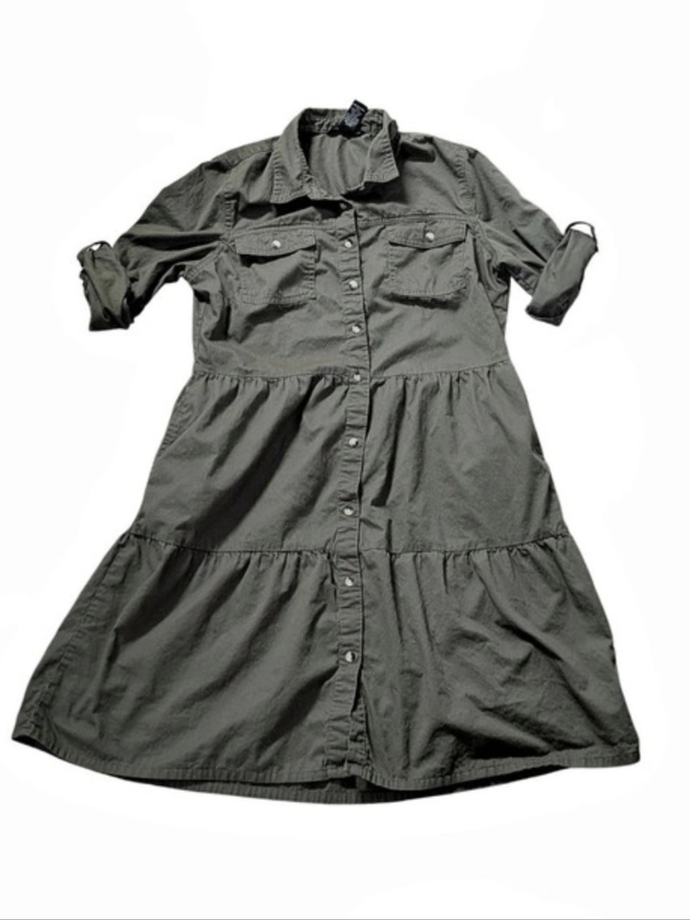 Millennium Button Up Dress in Green Small